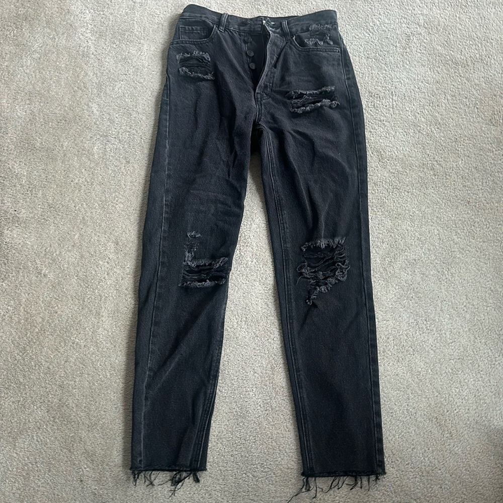 Pacsun High Waisted, Straight Leg Jeans. Black. Size 24.